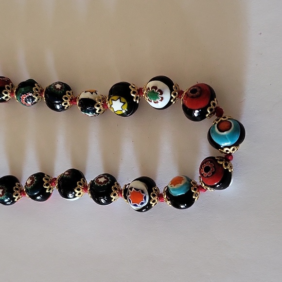 Vintage Venetian Millefiori Murano Italian Glass Bead Necklace - Picture 3 of 5